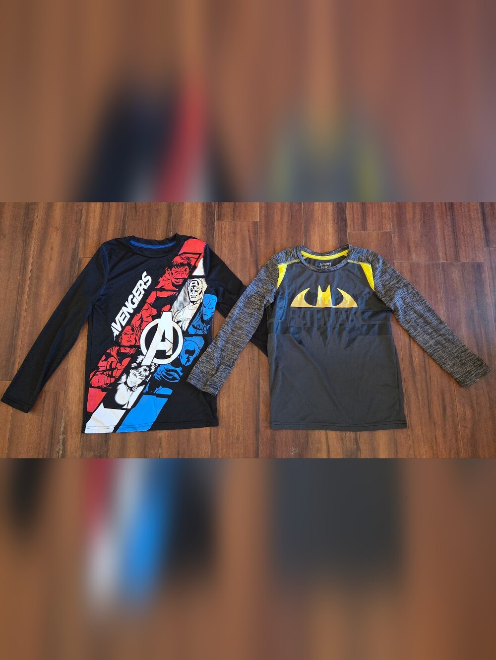 Kid's Jumping beans Avengers & Batman Long Sleeve Active Tees Size 7/8